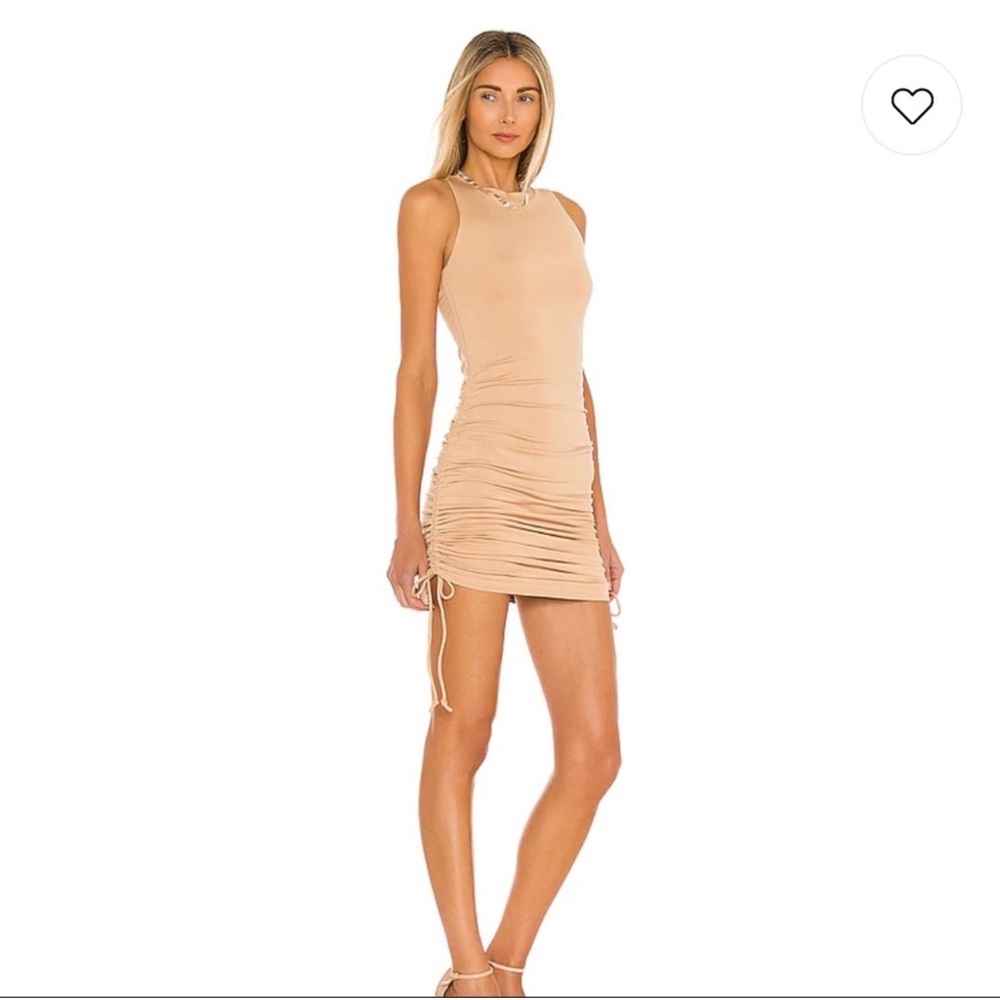 Superdown Nude Sleeveless Ruched Mini Dress 🤎